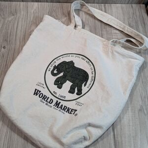 WORLD MARKET Tote Bag Canvas Shopping Bag Natural Fibers Boho